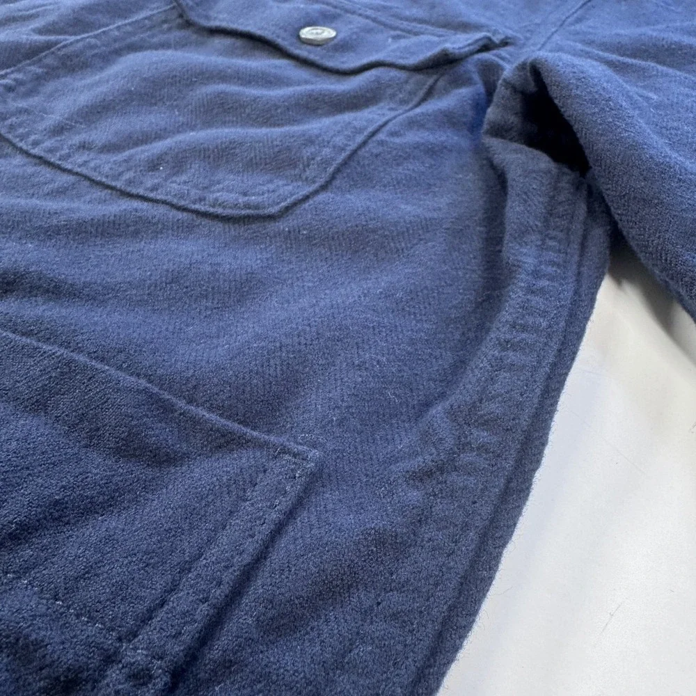 TOPMAN Lightweight Cotton Utility Chore Jacket Mens Small Blue Herringbone